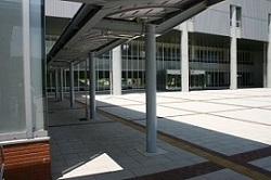 In front of the main entrance